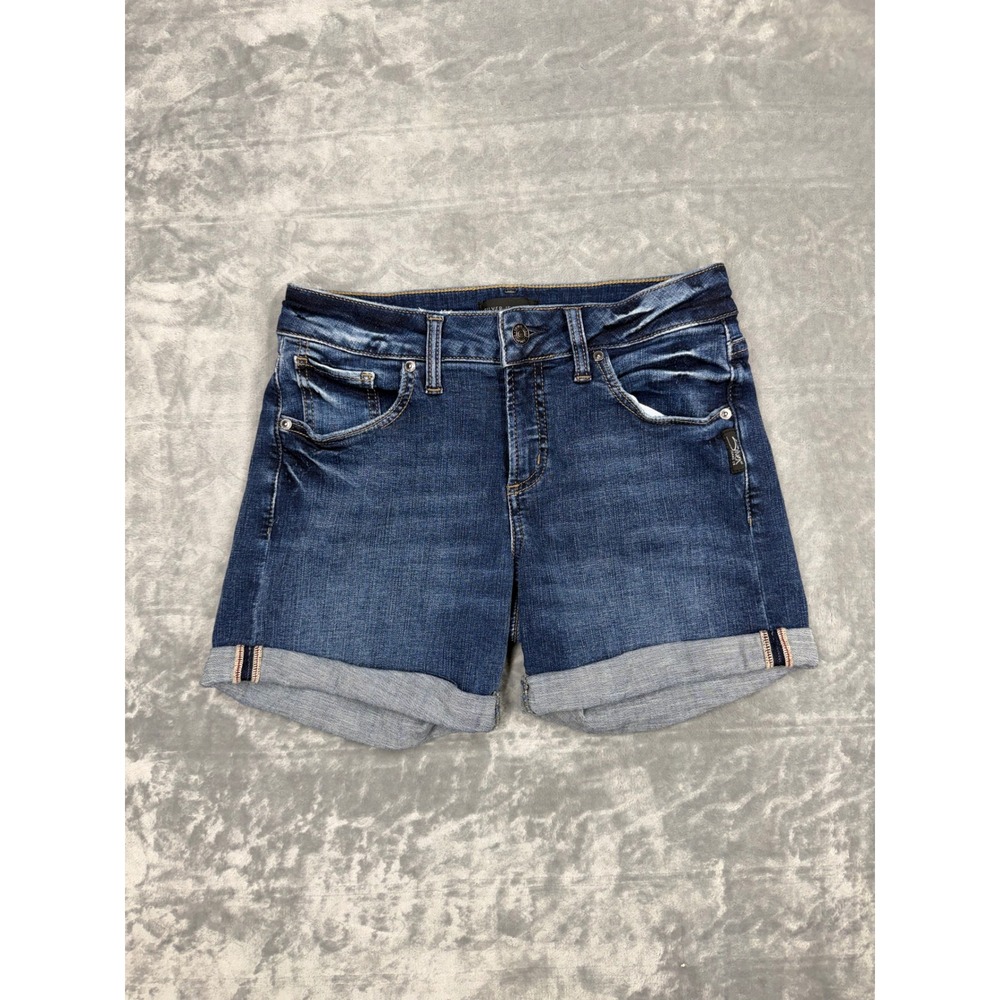 Silver Jeans Co Boyfriend Short Dark Wash Cuffed Denim W25